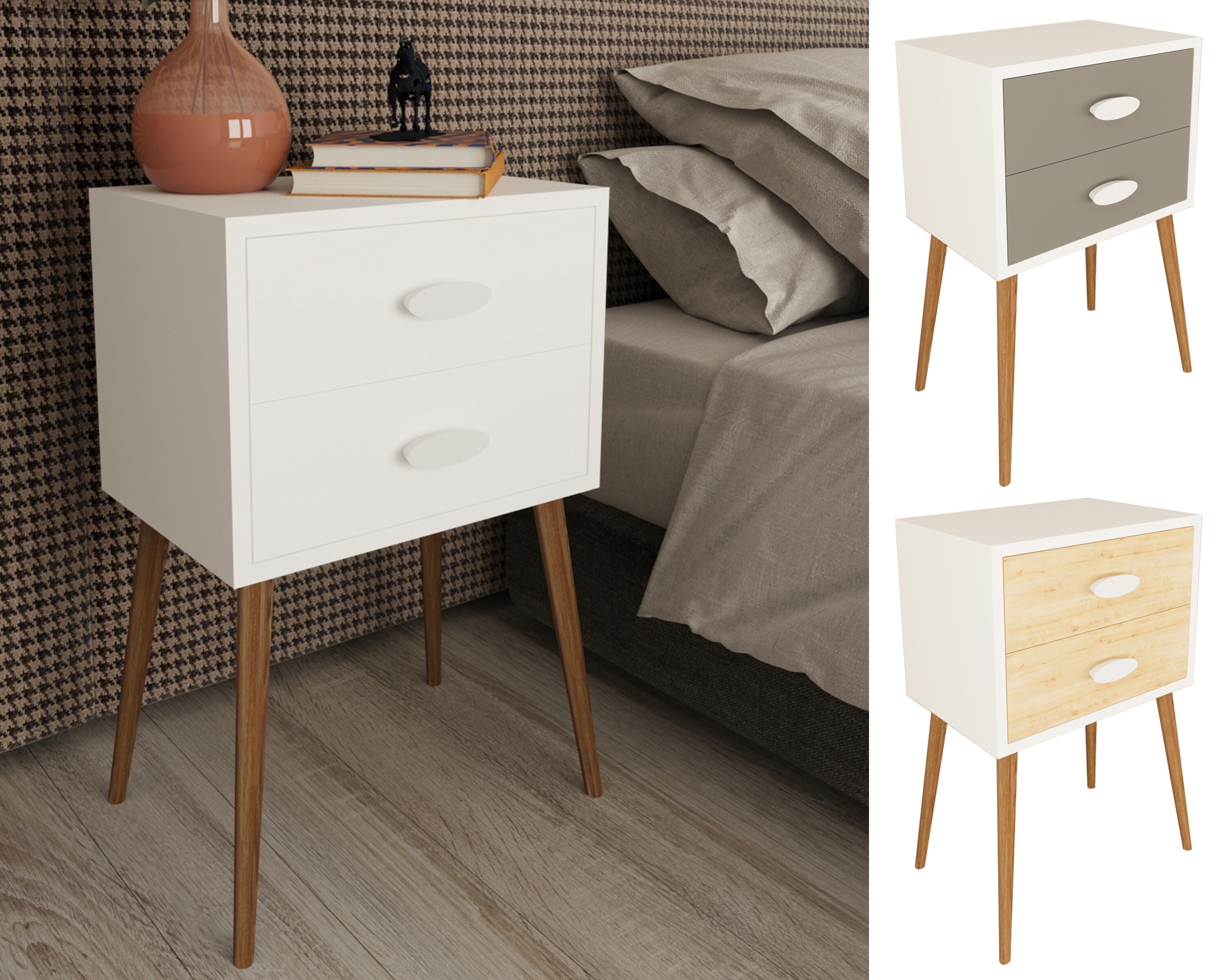 VCM Nachtschrank Beistelltisch Schublade Konsole Boxspring Nachttisch Singol XXL