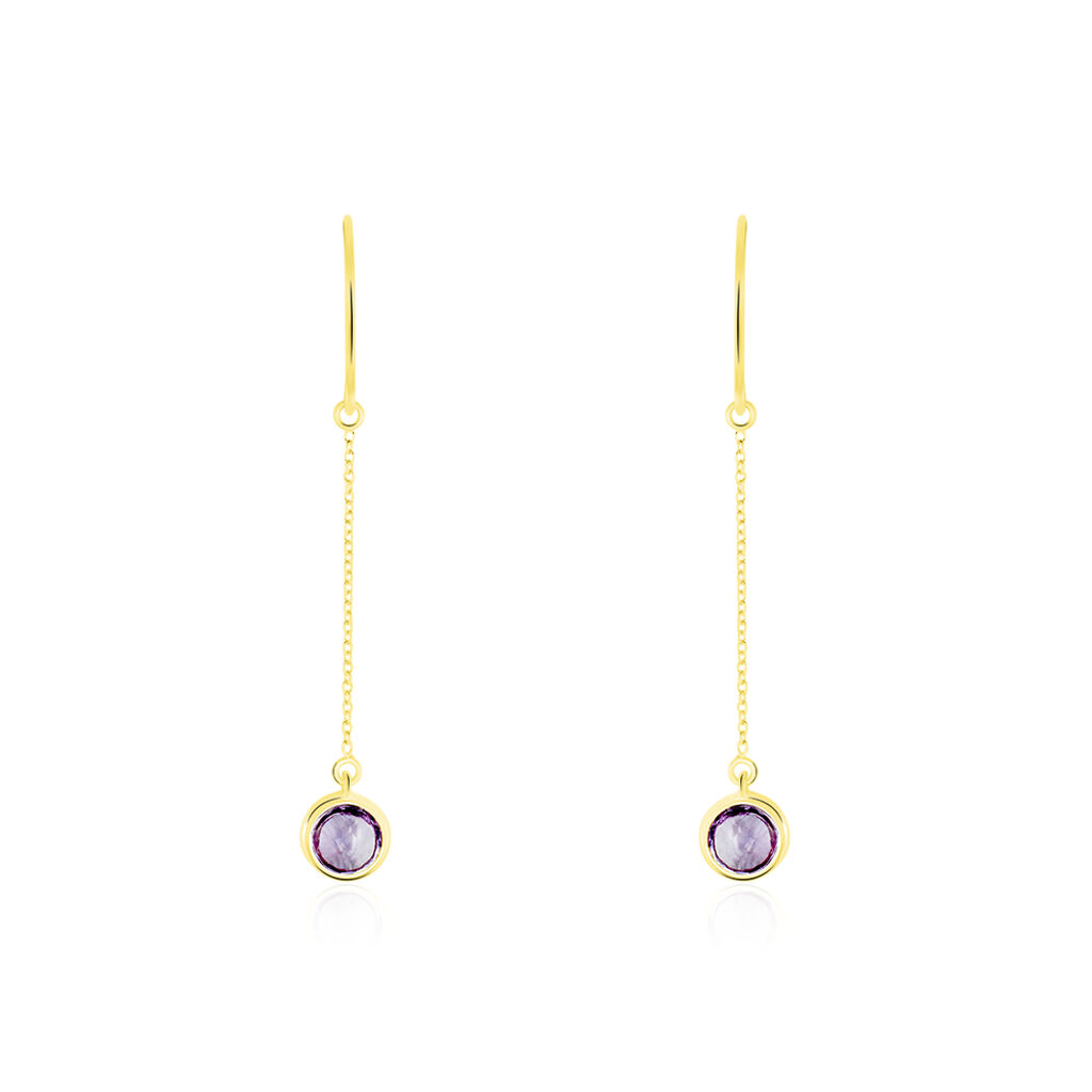 Boucles D'oreilles Pendantes Arenale Or Jaune Amethyste