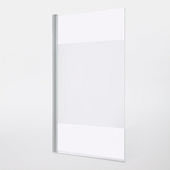 Pare-baignoire 1 volet verre effet dépoli anticalcaire GoodHome Calera H. 140 x l. 85 cm