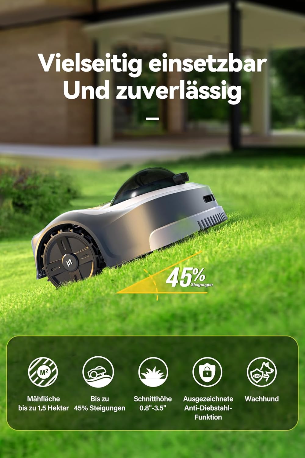 SUNTEK Mähroboter ohne begrenzungskabel AI Vision-Kamera, Rasenmäher Roboter, Max 3000 m², Genaue Hindernisvermeidung, IPX5-Wasserschutz, APP Bedienbar, SRM4300