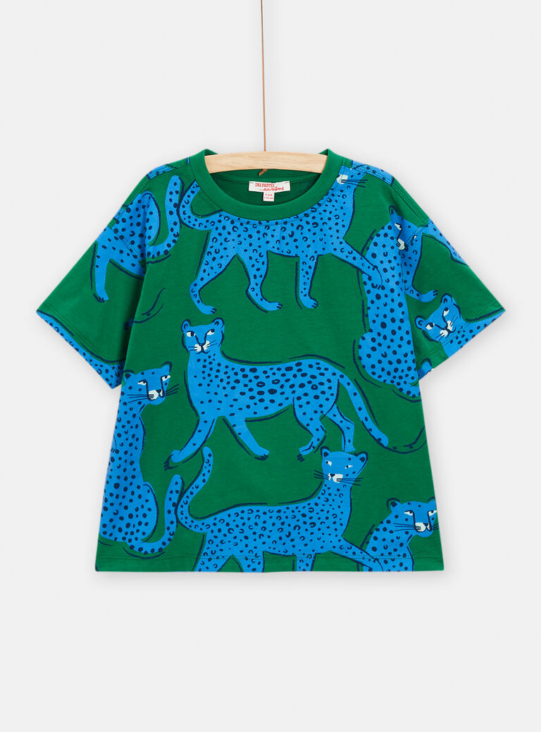 T-shirt vert animation guépard pour garçon