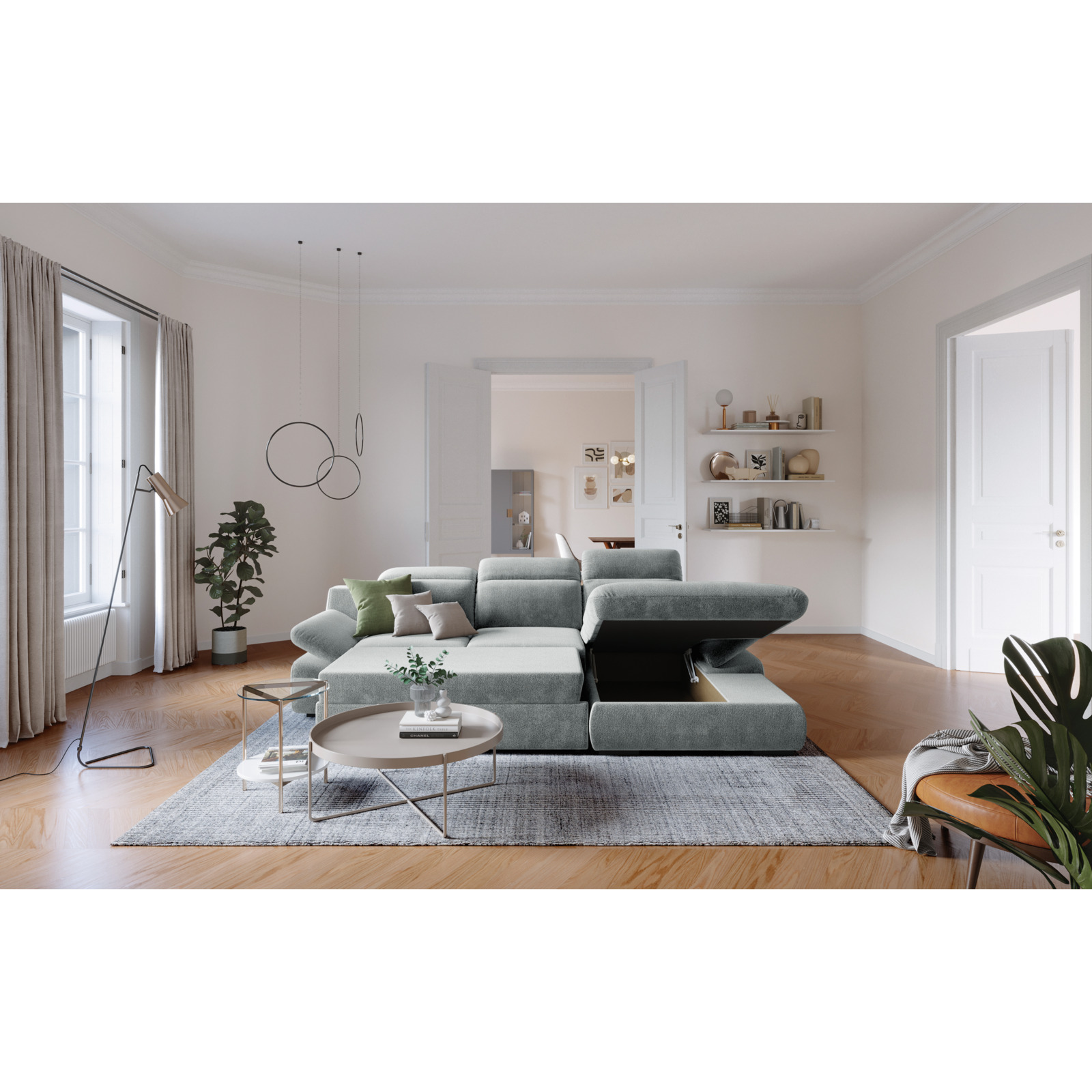Ecksofa Lorena Stoff, Recamière rechts