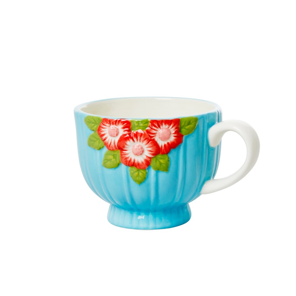 RICE  Keramik Embossed Flower kop, Mint - 250 ml.