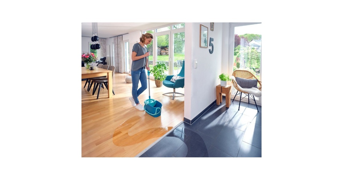 LEIFHEITDweilsysteem Set CLEAN TWIST Disc Mop Ergo Mobile vloerwisser  (Blauw/wit)