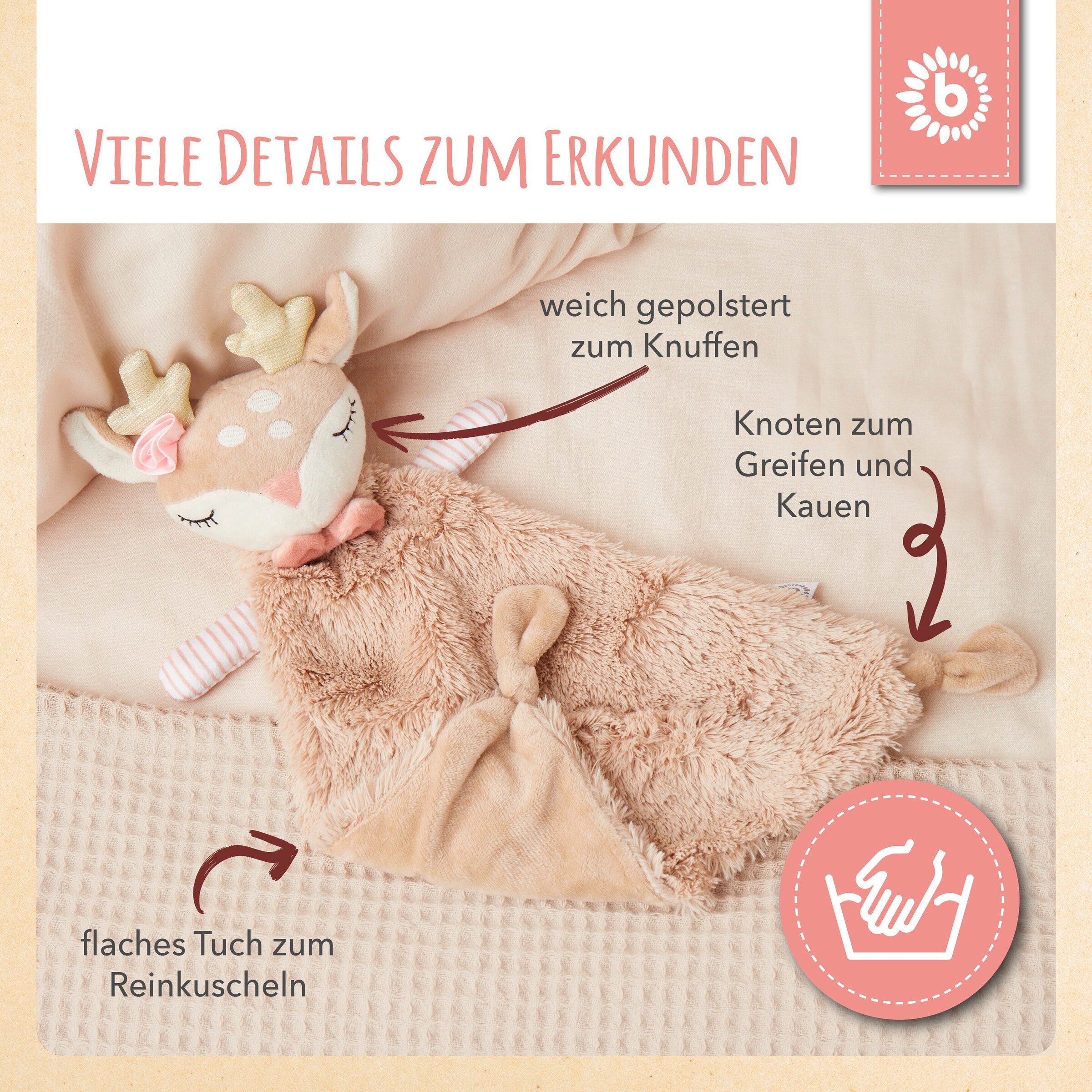 Bieco Schmusetuch Reh - ab Geburt Beige