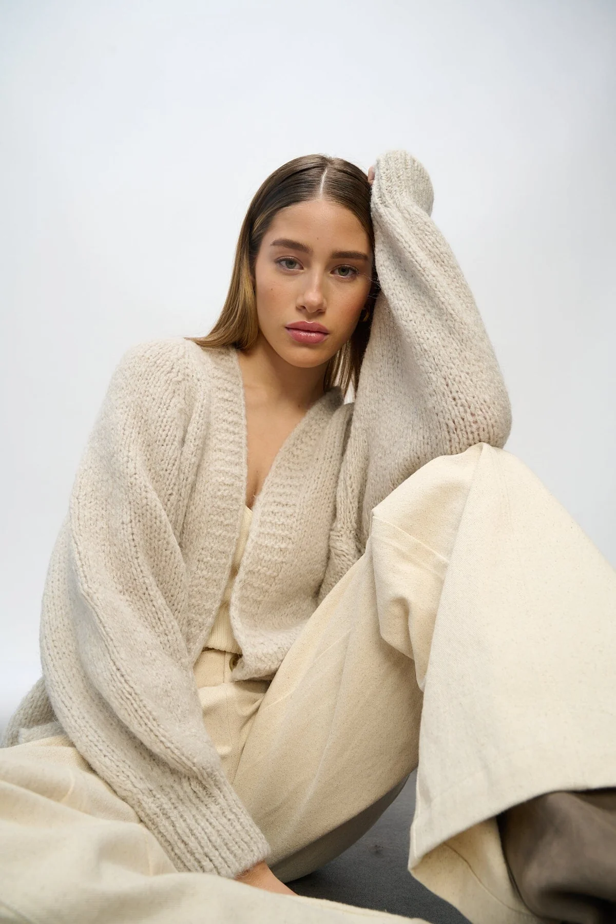 Noella Fora Knit Cardigan sand