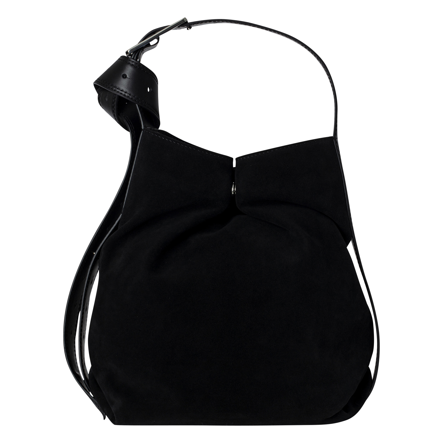 LE CECILIA HOBO - Sac hobo en cuir velours | Noir