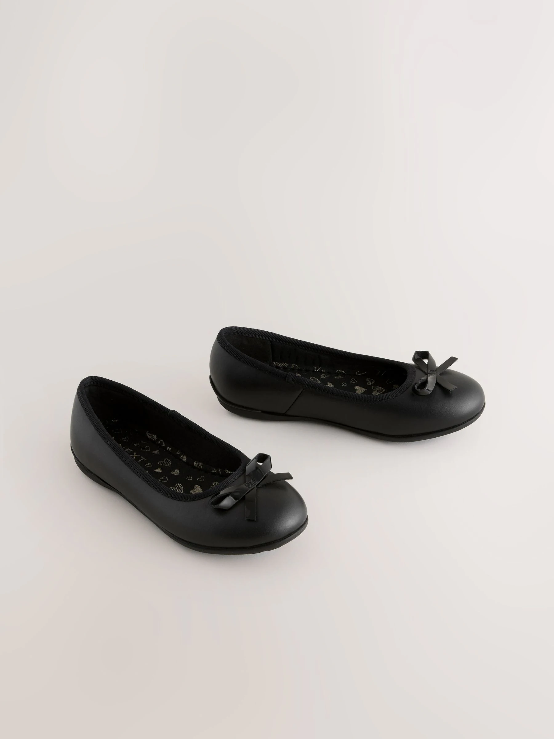 Zwart - Leather Ballerina School Shoes