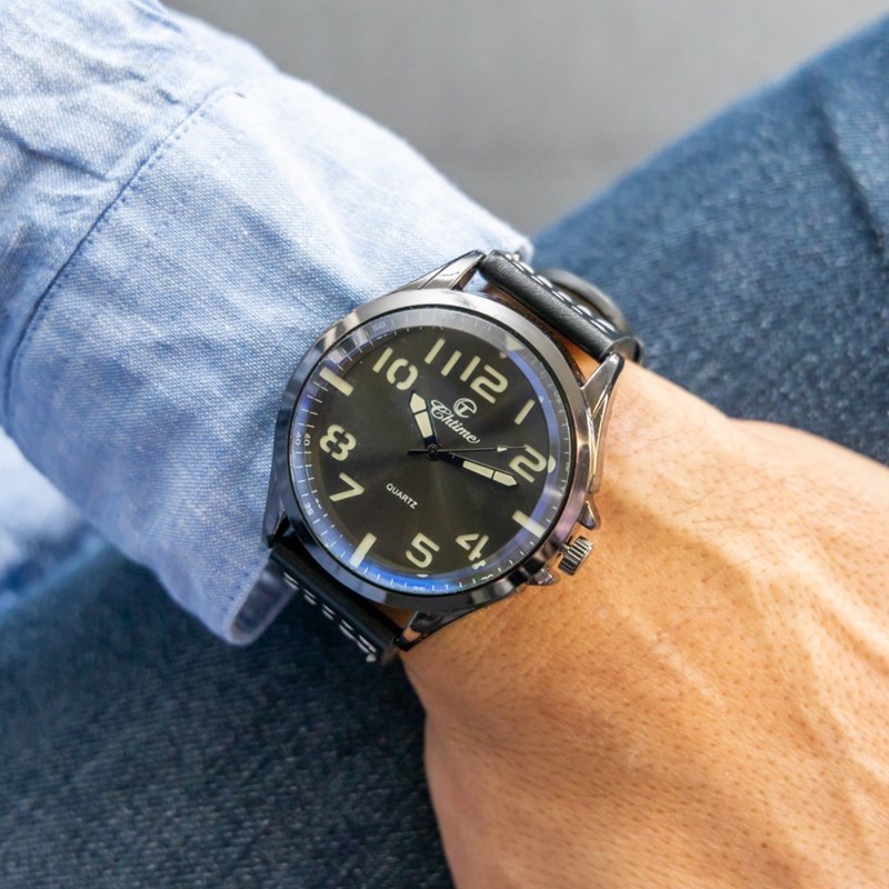 Montre Homme CHTIME bracelet Cuir Noir
