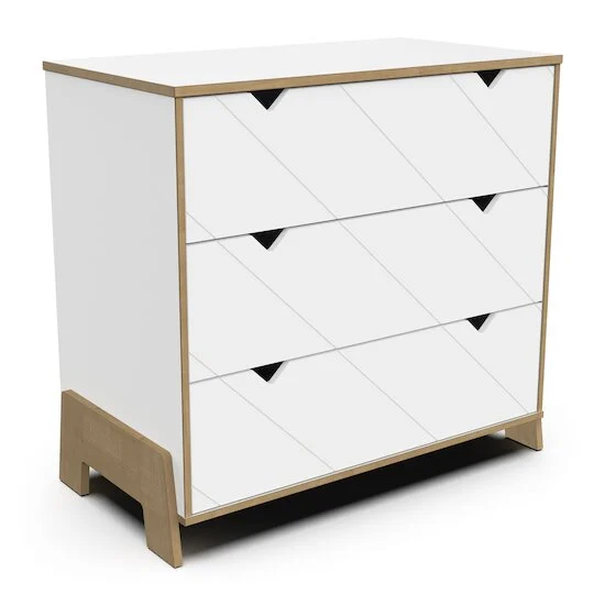 Albizia Commode 3 tiroirs   Blanc / chêne        de               CBA Meubles