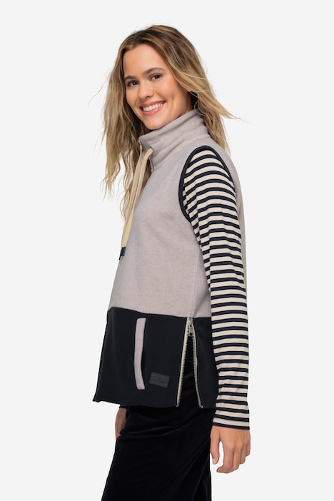 Weste, Fleece, Colorblocking, Stehkragen, Seitenzipper, OEKO-TEX
