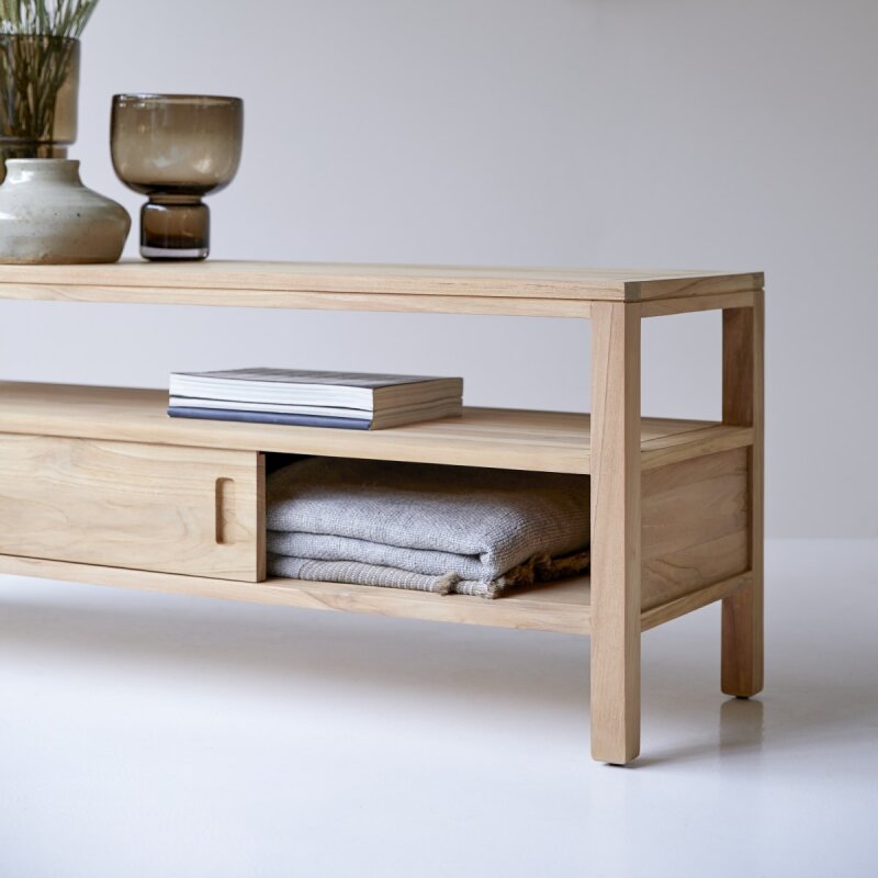 Meuble TV Anton en teck massif L 130 cm