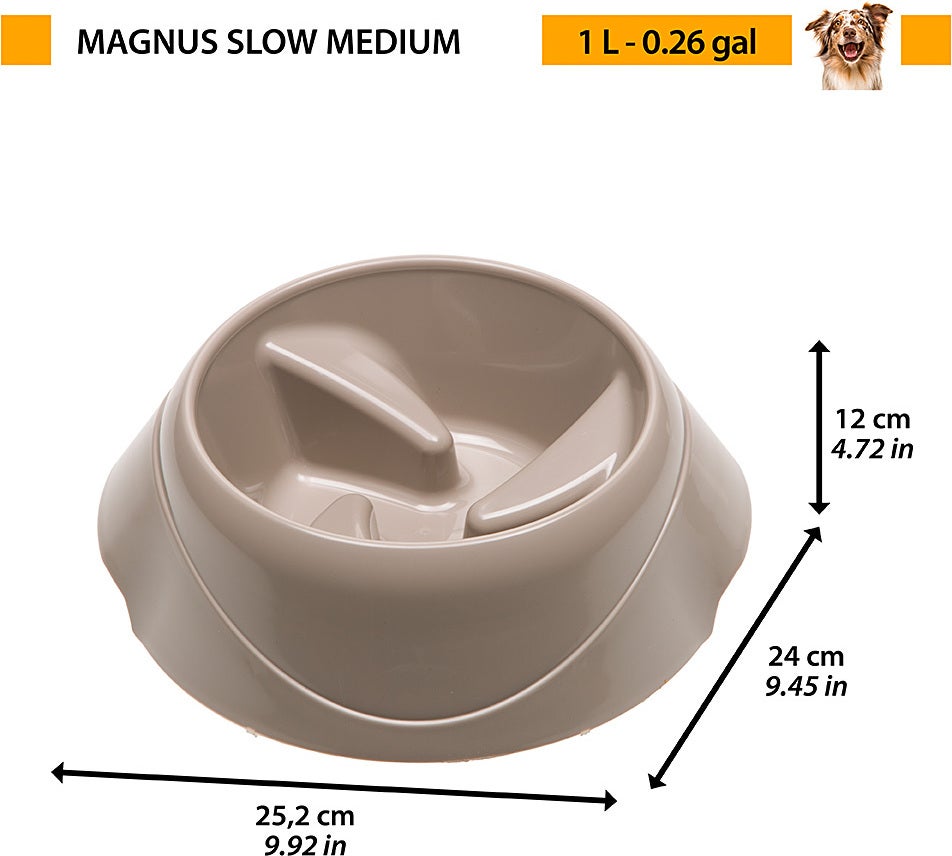 Ferplast hondenvoerbak Magnus Slow medium grijs 25,2 x 24 x 12 cm