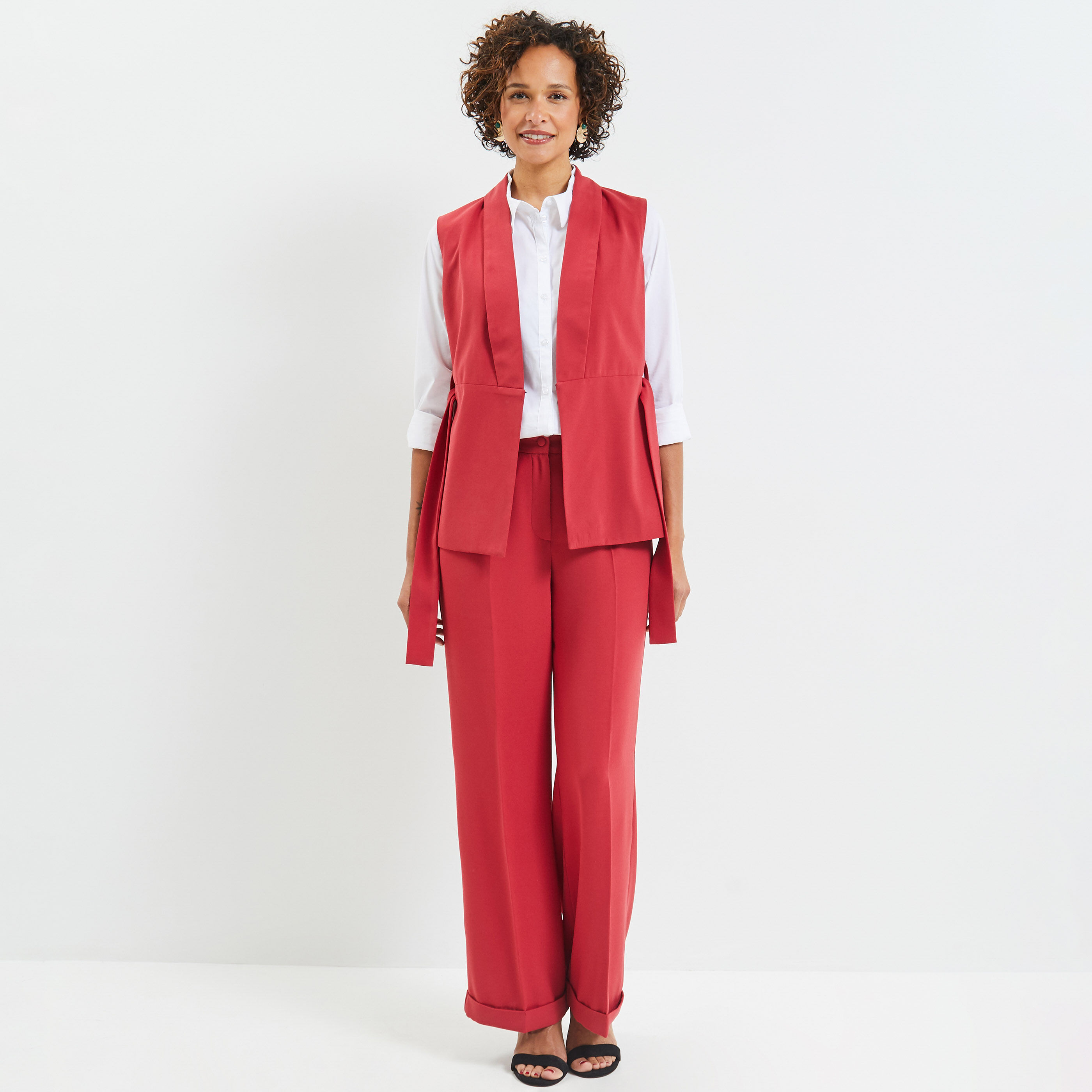 Veste tailleur sans manche femme - TERRACOTTA