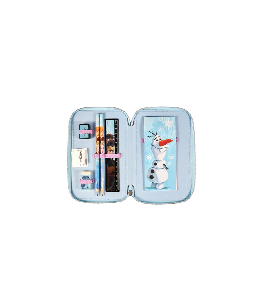 Kids Licensing - Frost 2 - Rygsæk (38 x 28 x 13 cm) + Penalhus med Indhold - Blå