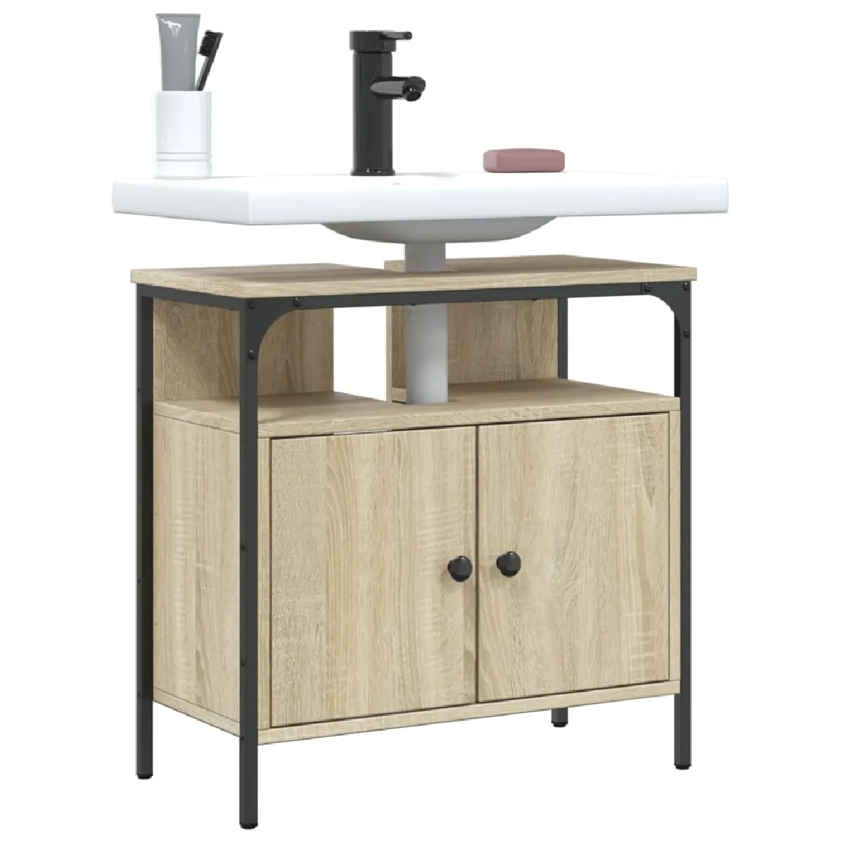 vidaXL Armoire lavabo - Chêne sonoma