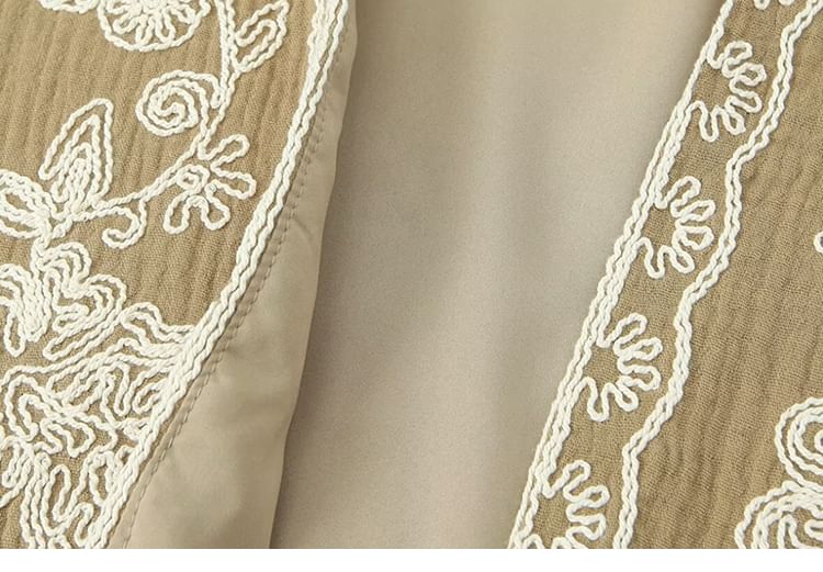 SugaYuja - Open vest met geborduurde bloemen