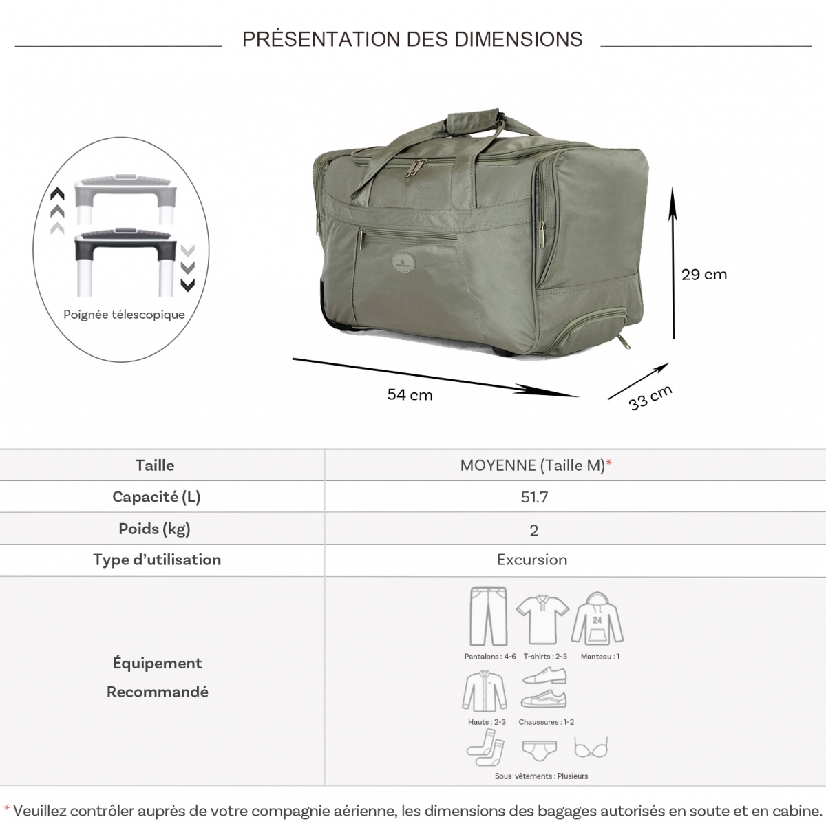 David Jones Sac de voyage cabine avec roulettes 42L David Jones polyester taille S 50cm