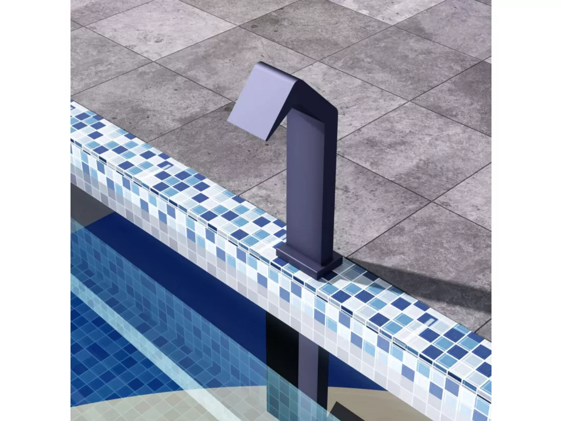 Cascade de piscine Niagara en Acier Inox.S316 Bleu Océan - Corps 150x55mm - H.54cm - Garantie 10 ans - POOL IMEX