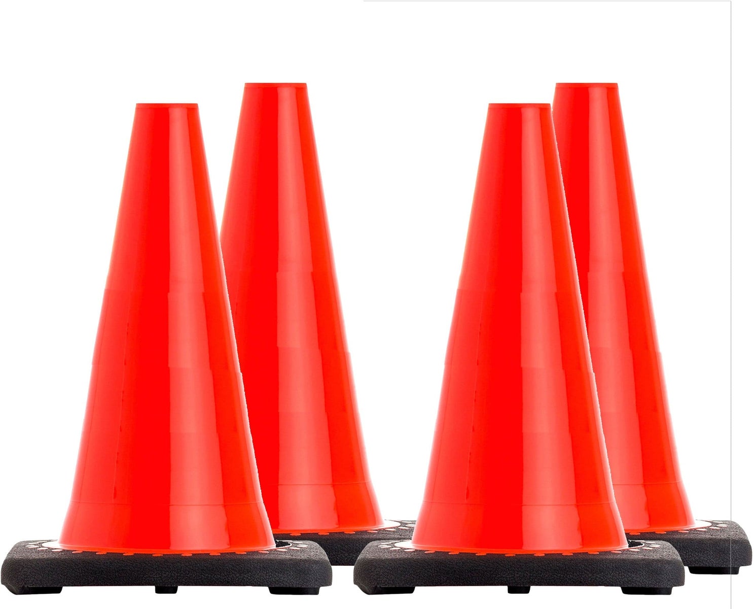 UVV 4-delige set flexibele verkeerskegels, 30 cm hoog, in groen of oranje | naar keuze reflecterend / oranje / zonder folie