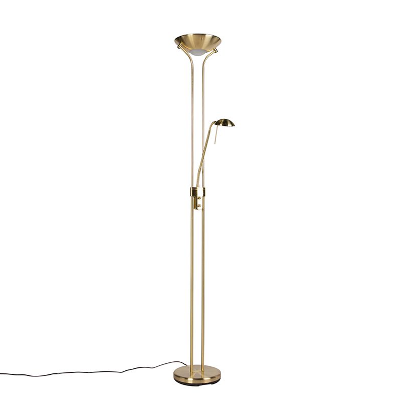 Vloerlamp goud met leeslamp incl. LED en dimmer - Diva 2