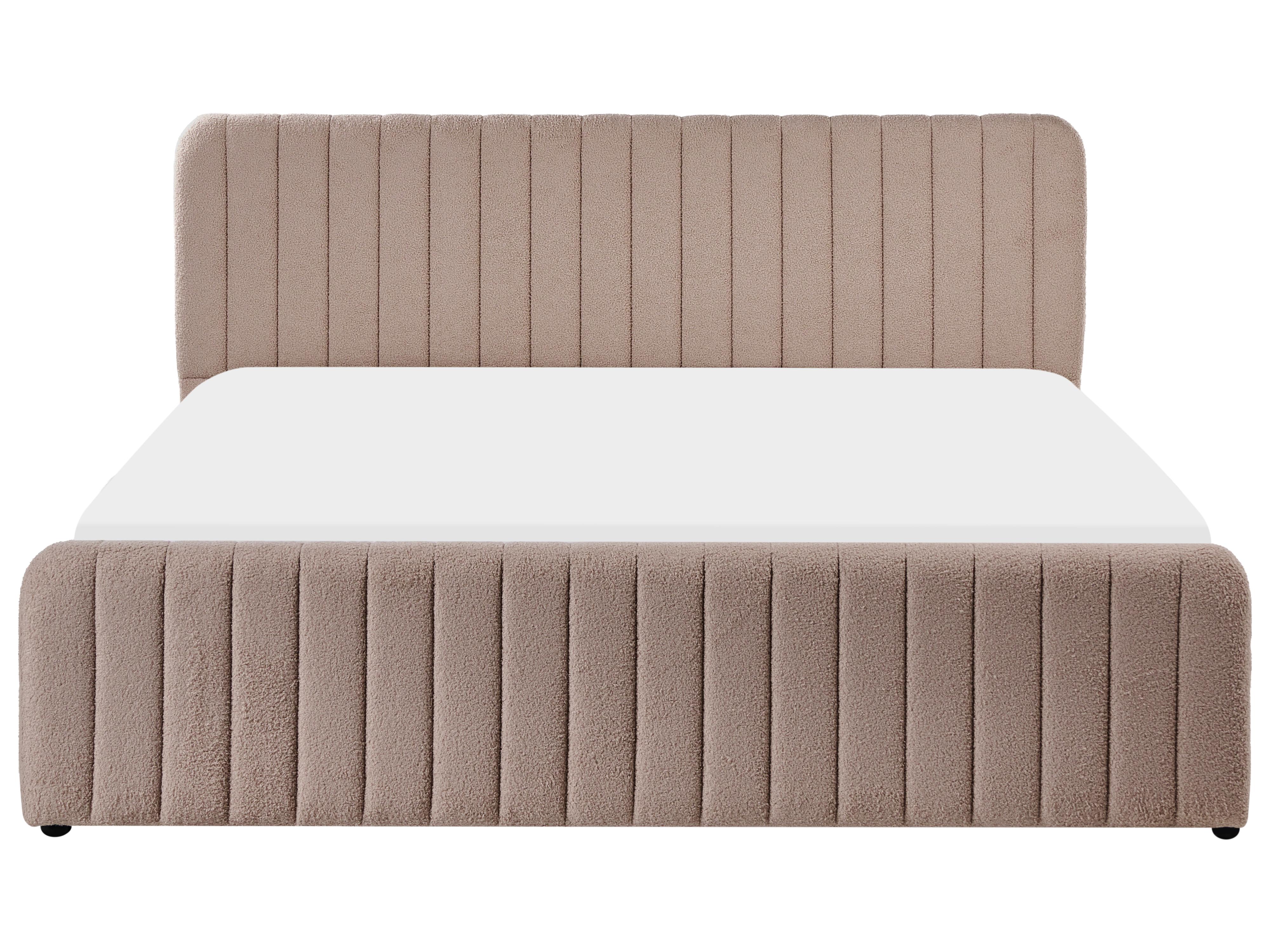 Bed met opbergruimte Bouclé LUNAN 180 x 200 cm Taupe