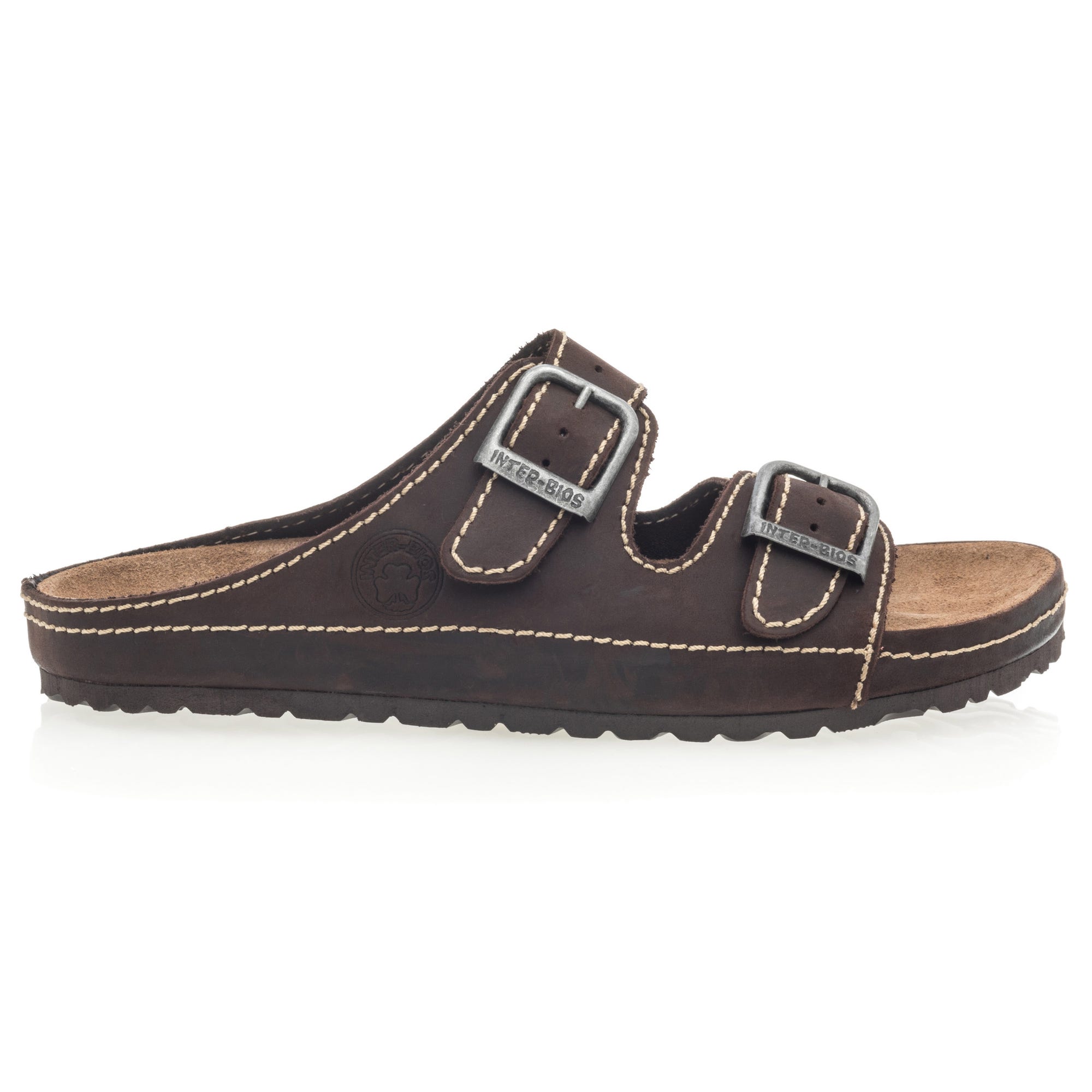 Mules semelle liège Homme en cuir marron