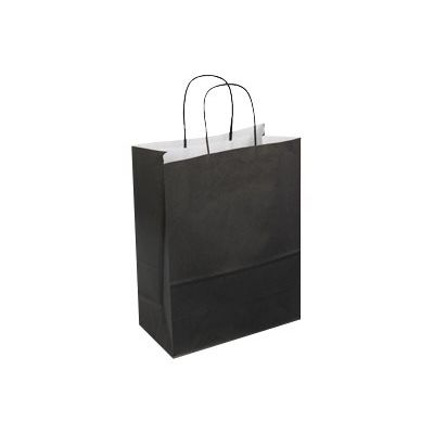 50 Sacs cadeau kraft - poignées torsadées - 22 cm x 12 cm x 31 cm - noir