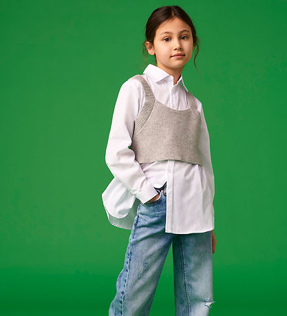 Kids Only Skjorte/Top - KogZoe - Strik - Cloud Dancer/Light Grey
