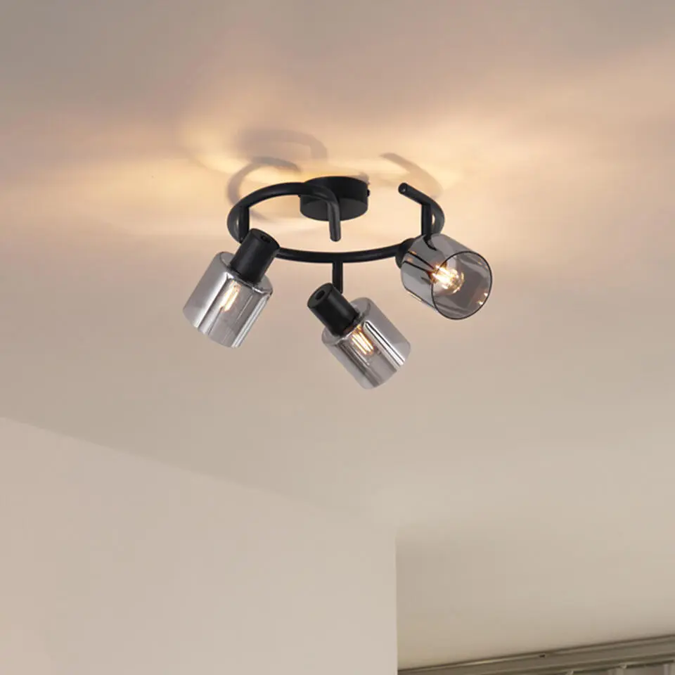Qazqa opbouwspots cilin zwart e14