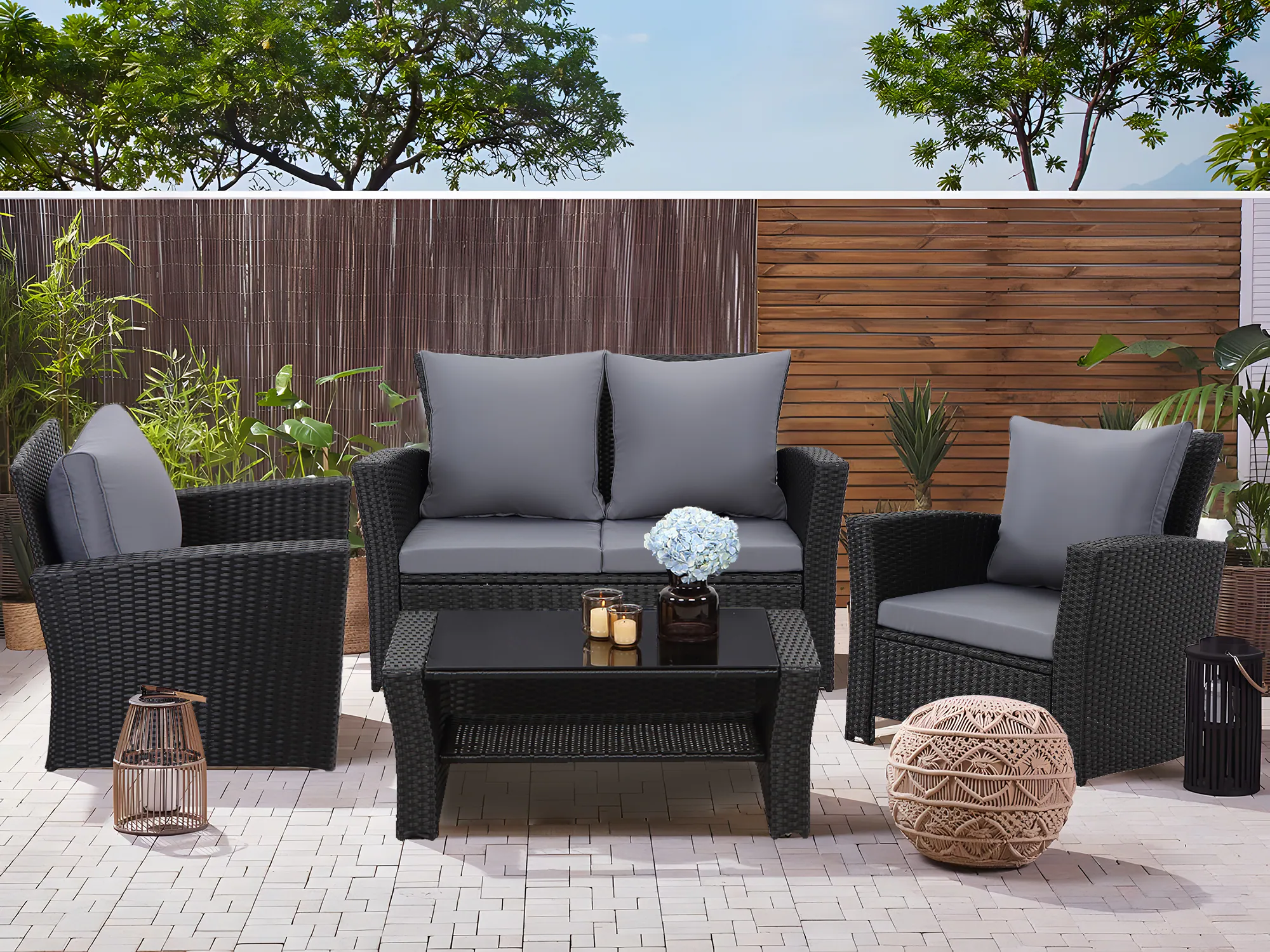 4-Sitzer Lounge Set Polyrattan -versch. Ausführungen