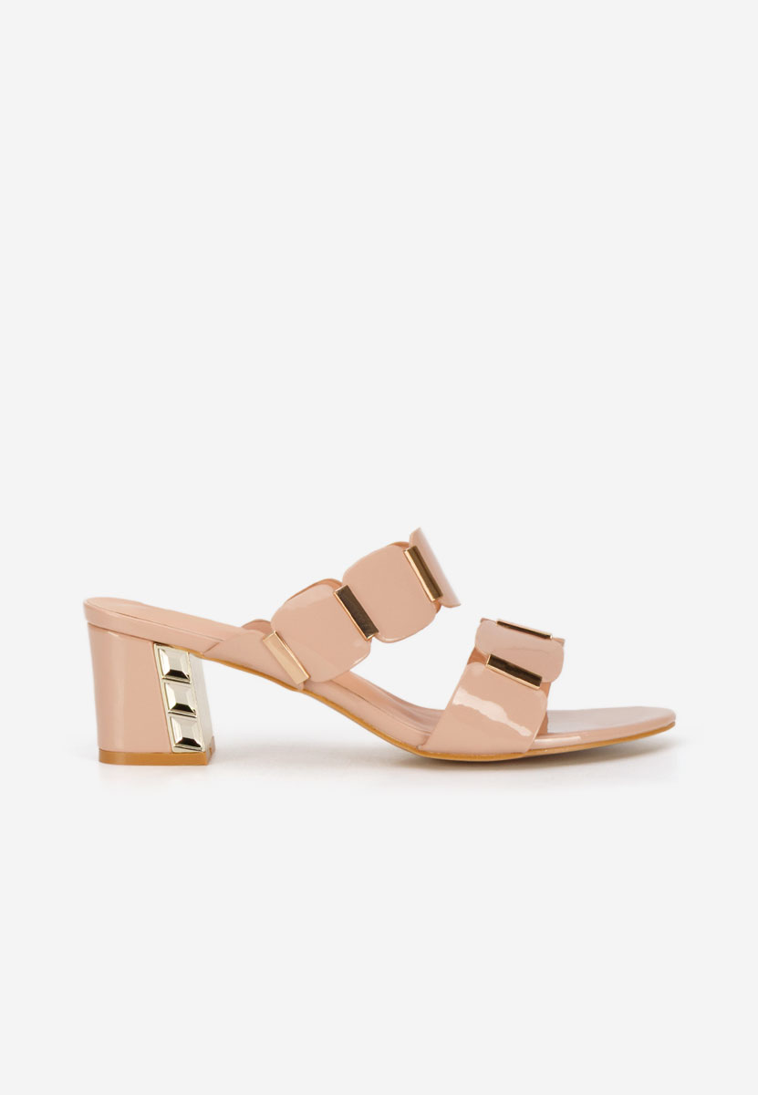 Mules à talon épais beige Raniela