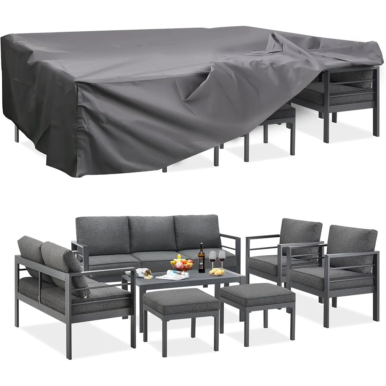 AECOJOY 7 Pieces Aluminum Patio Furniture Set Outdoor Conversation Set