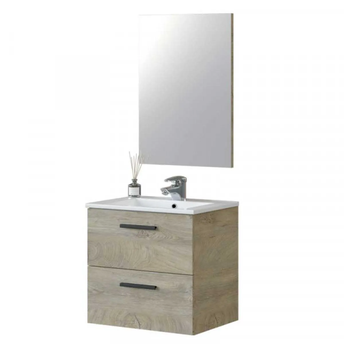 dansmamaison Meuble sous vasque 60 cm Chêne BRABU