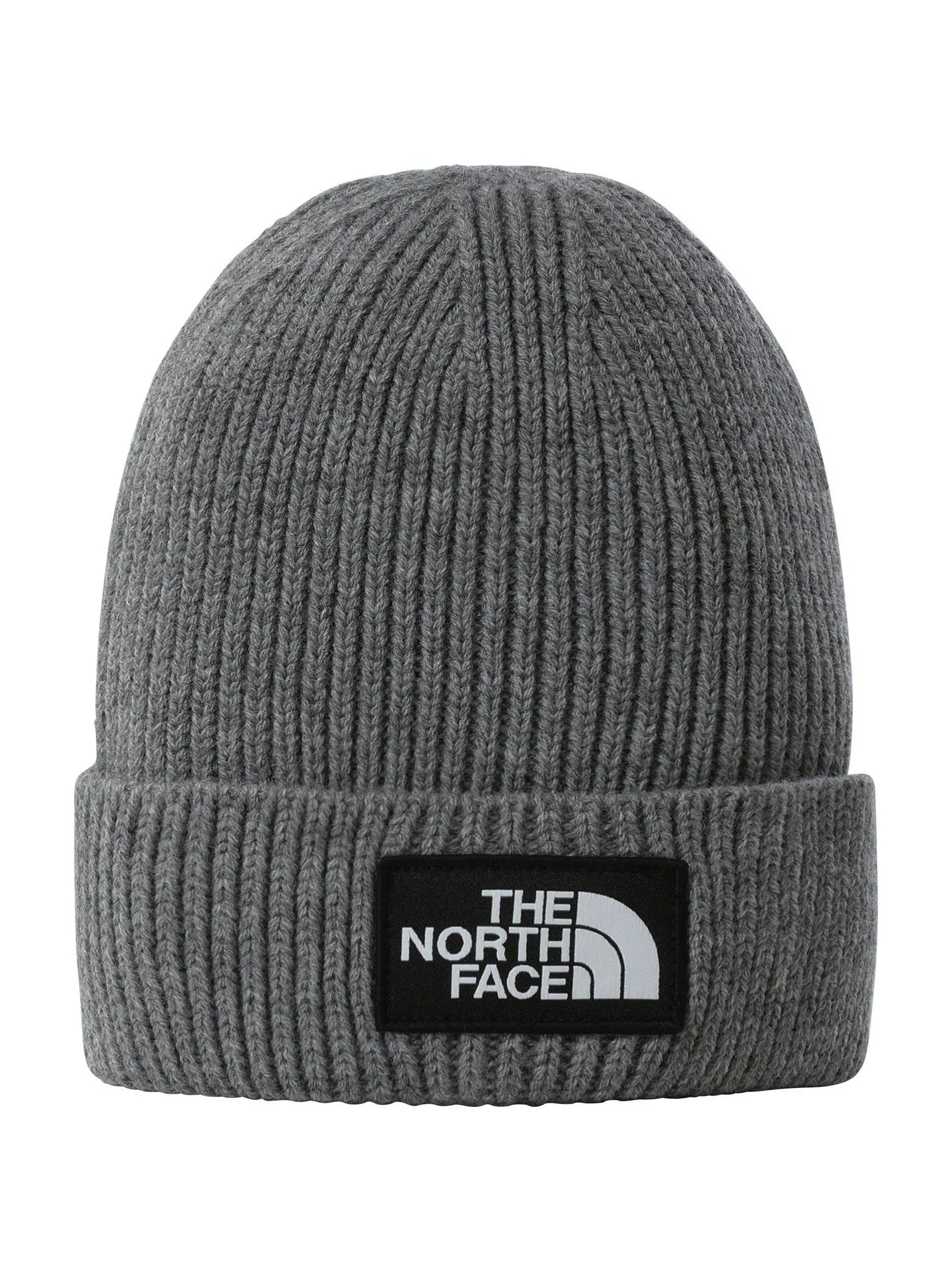 Grijs - The North Face - Beanie-muts met boord en rechthoekig logo