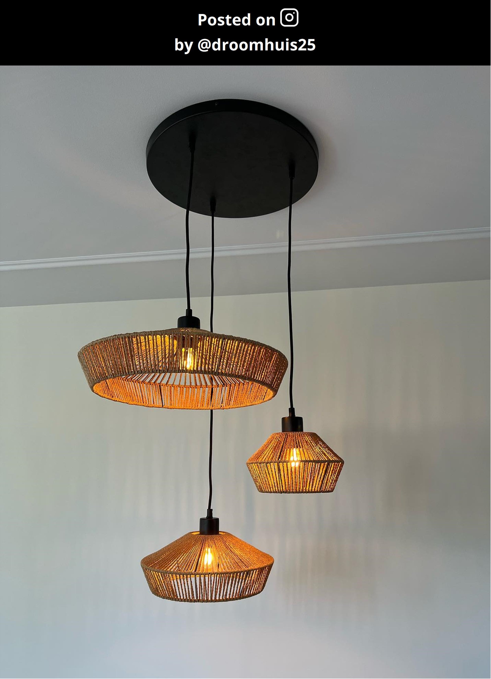 Yunkai cluster 3 hanglamp rond naturel