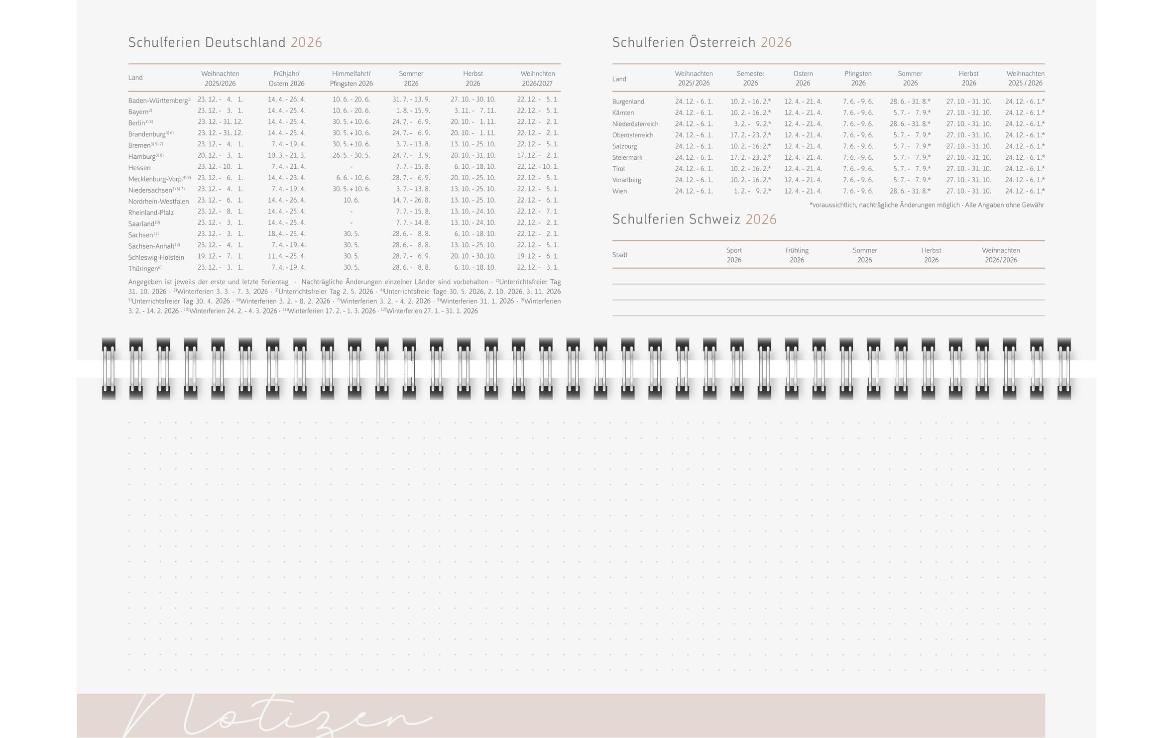 Tisch-Querkalender Design Line 2026 Cloudy 297 x 105 mmWochenplaner mit zwei Seiten pro Woche