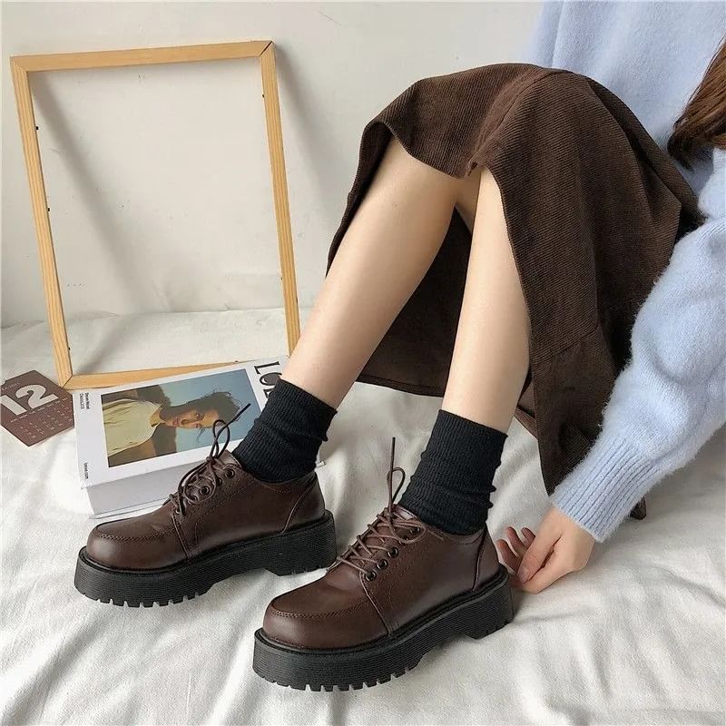Inocha - Oxford veterschoenen met plateauzool
