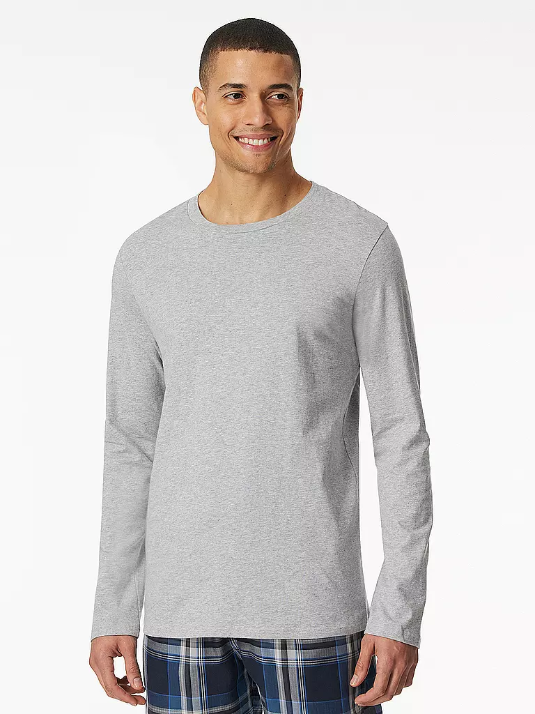 SCHIESSER Pyjama Langarmshirt  grau
