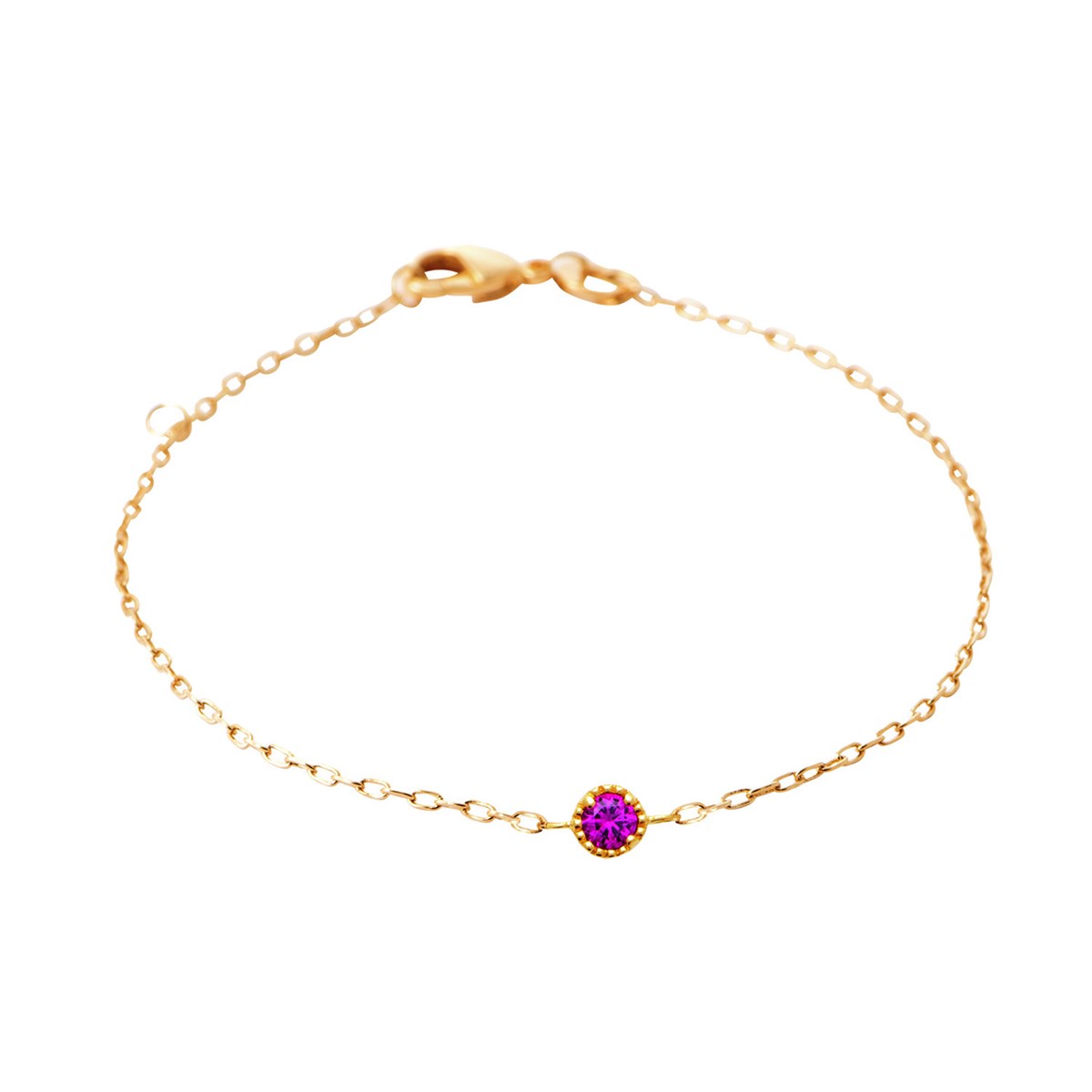 Bracelet Brillaxis plaqué or solitaire rouge