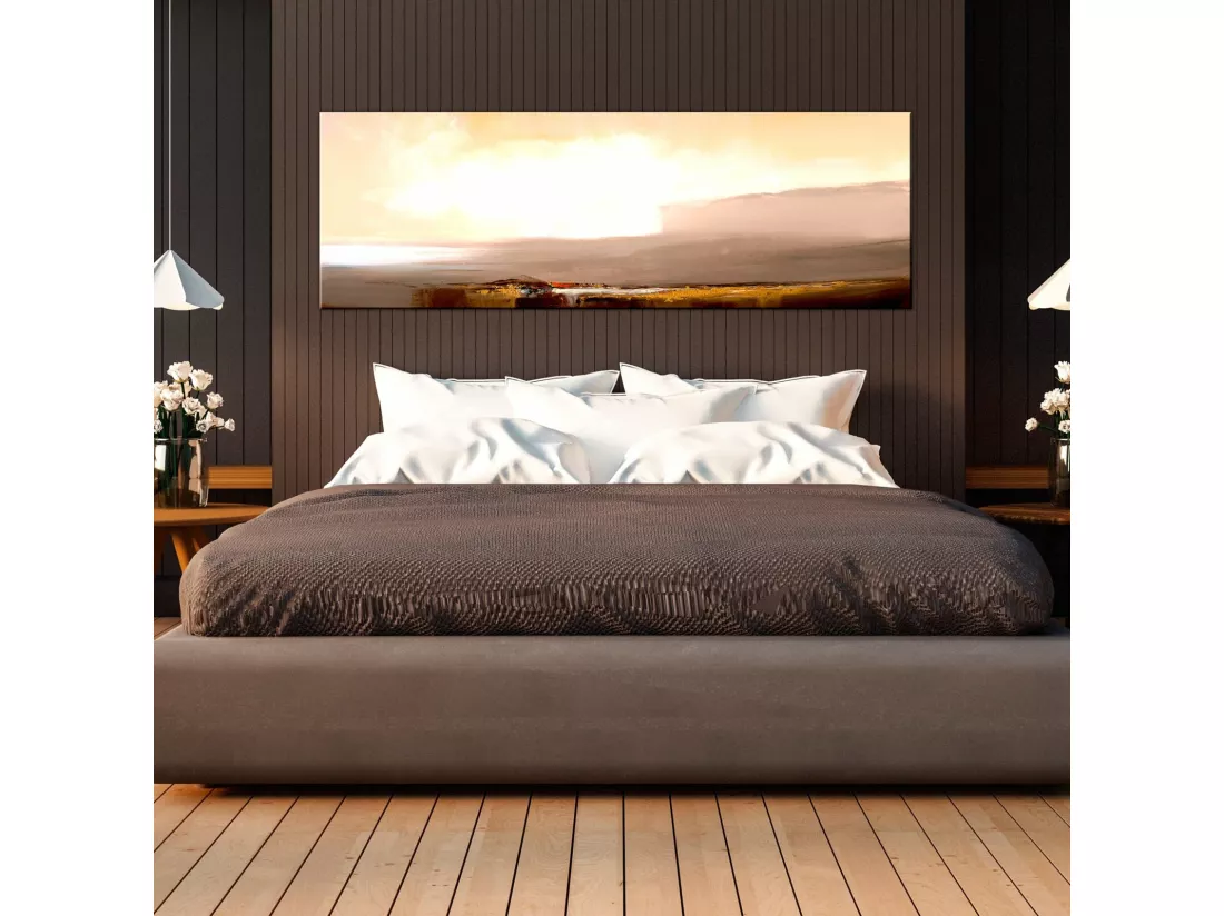 Tableau début de la fin beige étroit - 135 x 45 cm