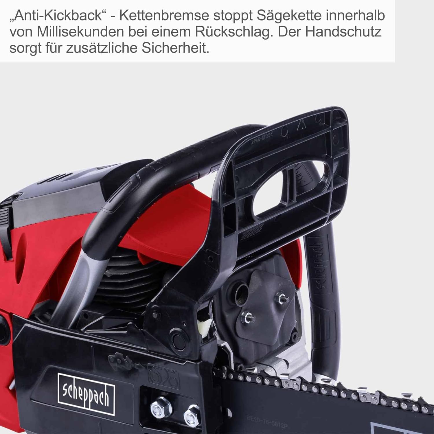 Scheppach Benzin Baumpflegesäge PCS53 Kettensäge mit 47cm Schnittdurchmesser | 2 Takt Benzinmotor 2,7PS Leistung | Schwertlänge 51cm | Hubraum 53cm³ | Automatische Kettenschmierung & Kettenbremse