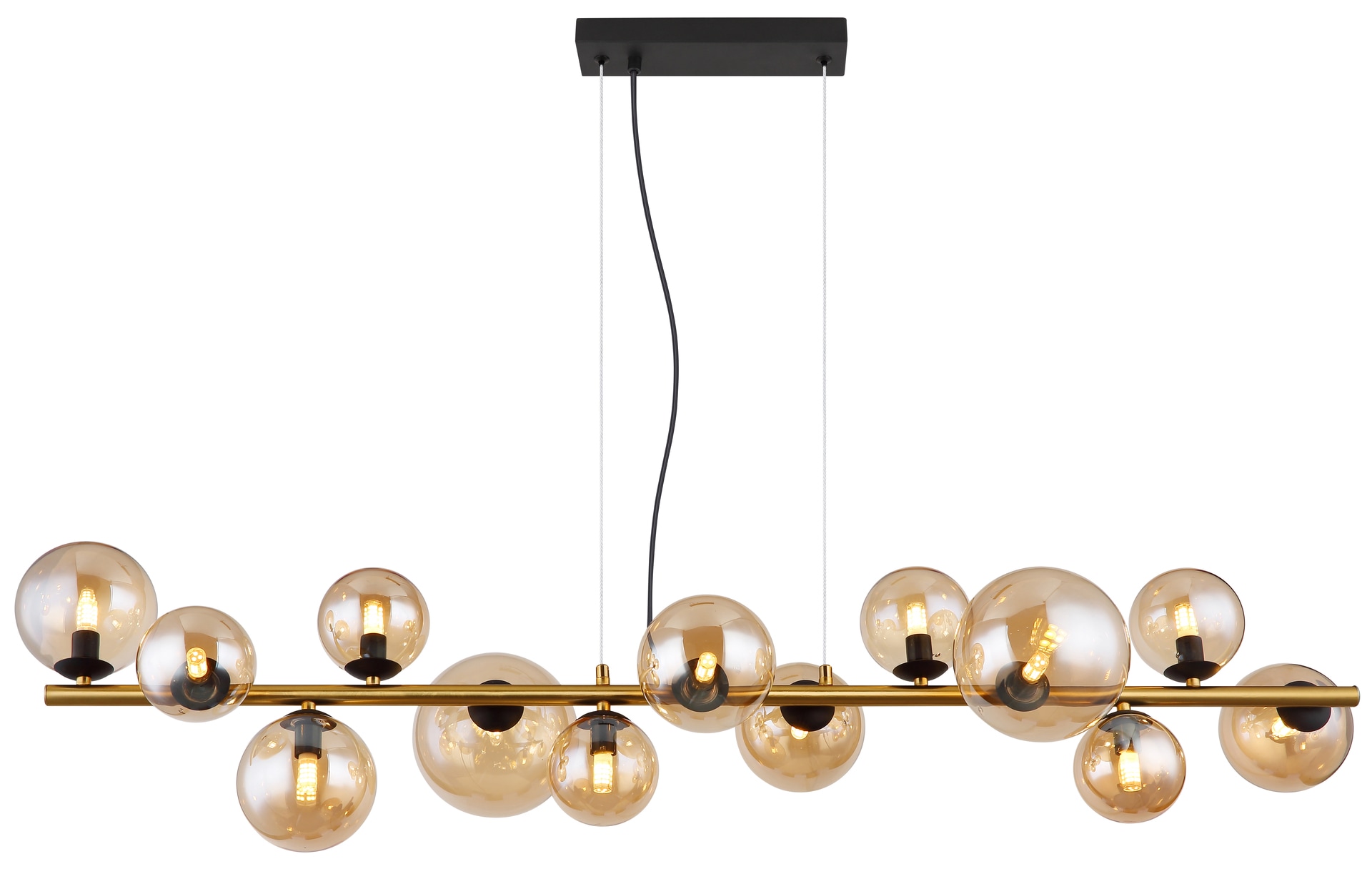 Globo LED Retrofit Balkenpendel Riha schwarz amber 13flg. 120x34,5cm 120cm