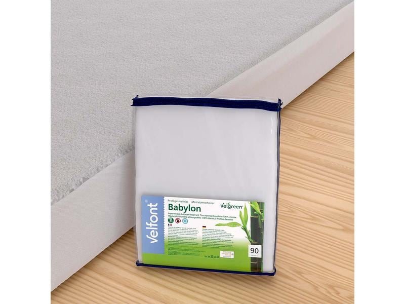 Velfont Fixmolton Velgreen Frotté 160 x 200 cm, Weiss Wasserdichter und hyper-atmungsaktiver Matratzenschoner aus 100% Bambus-Frottee