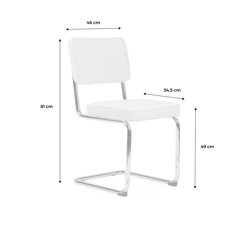 Lot de 2 chaises cantilever tissu bouclette texturée gris l46 x p54.5x h84.5cm