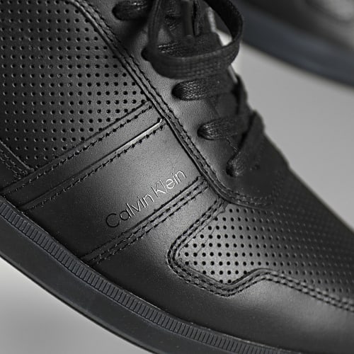 Baskets Low Top Lace up Leather 0471 Triple Black
