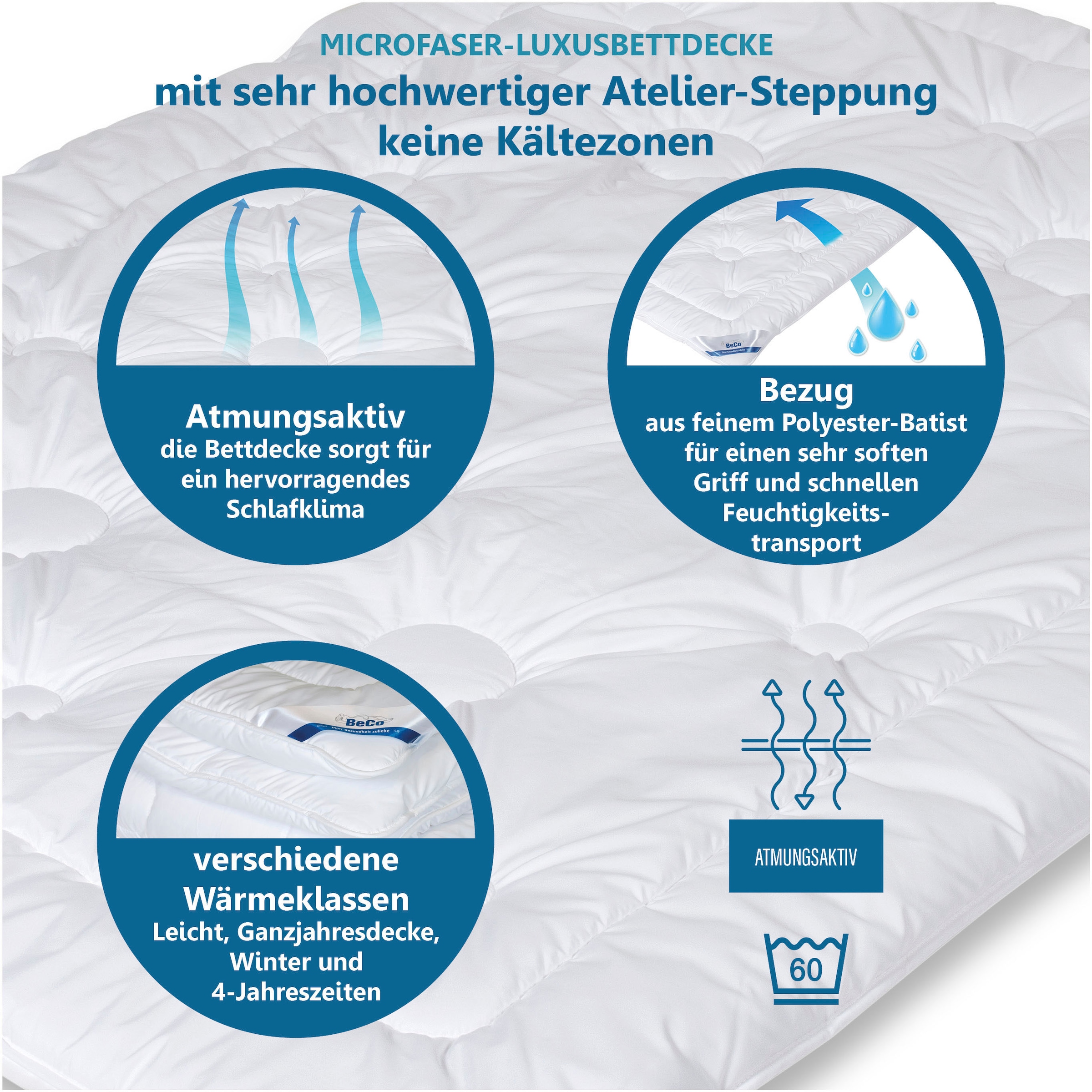 Beco Microfaserbettdecke »Royal Soft Duo, Bettdecke 135x200 und weitere Grössen!« leicht Füllung Polyester Bezug Microfaser 1 Stk. tlg. 2-in-1 Wohlfühlpaket: Bettdecke & gratis Handmassagegerät