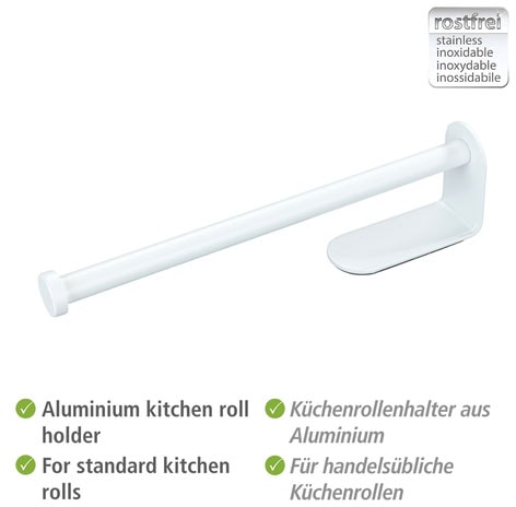 WENKO Küchenrollenhalter »Modell Nio« selbstklebend, Befestigen ohne Bohren, rostfreies Aluminium