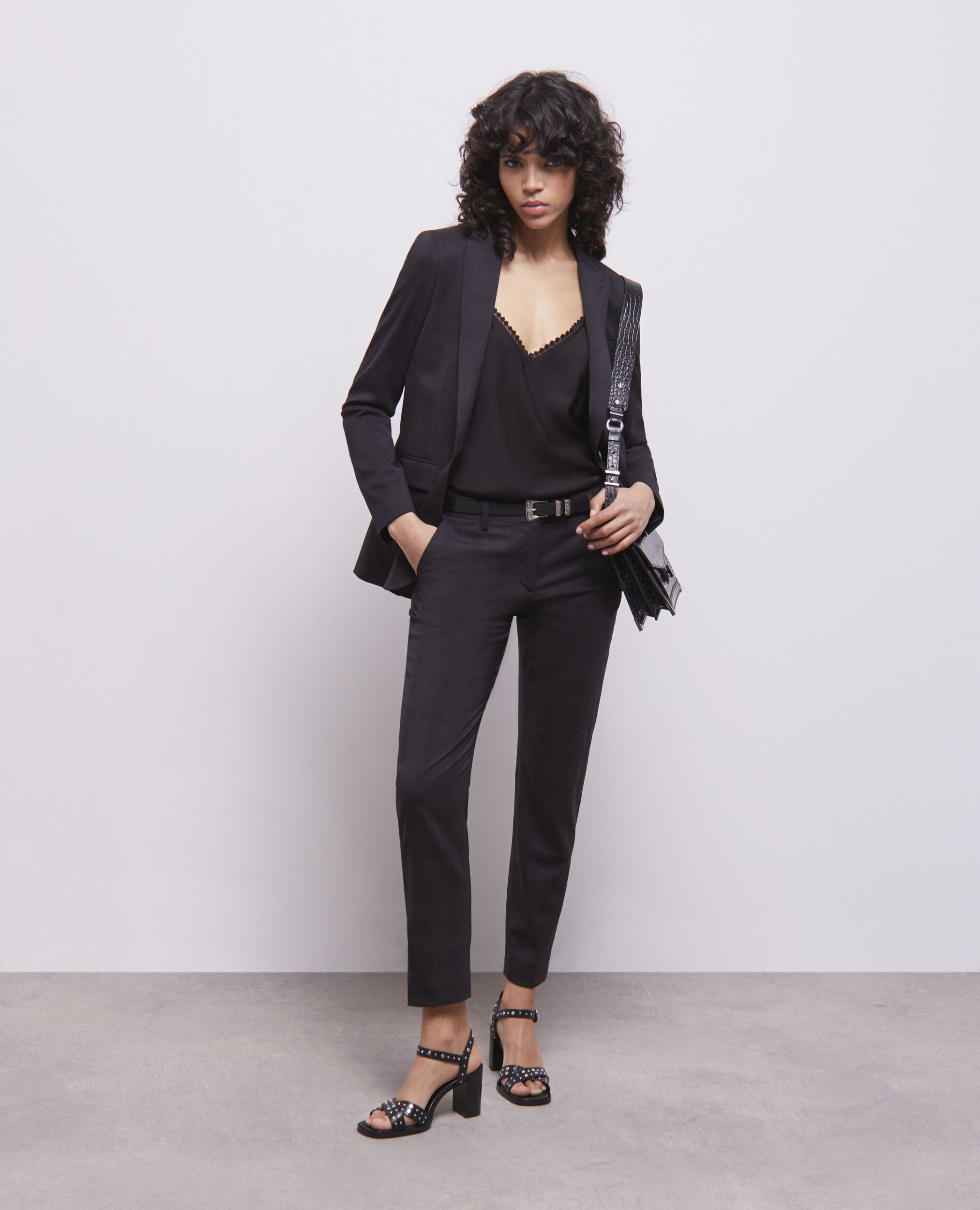 Pantalon de costume en laine noir