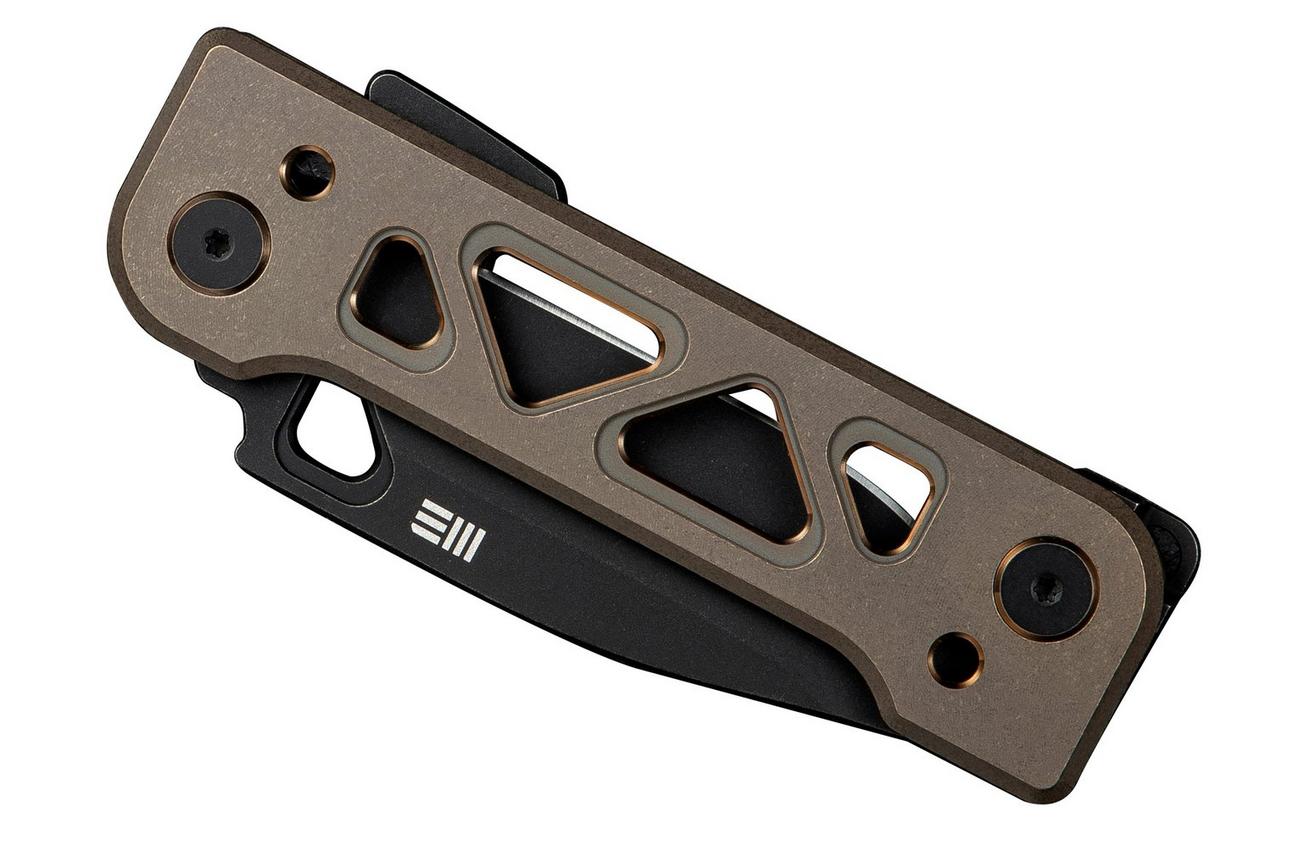 WE Knife Tyro WE24001-3 Stonewashed CPM 20CV, Bronze Titanium, Snecx Tan design, zakmes